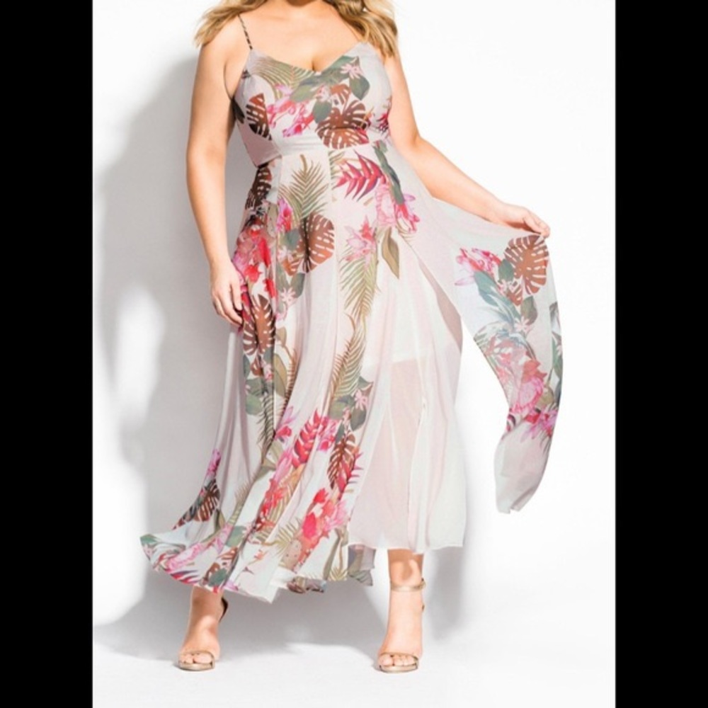 City Chic Paradise Palm Maxi Dress